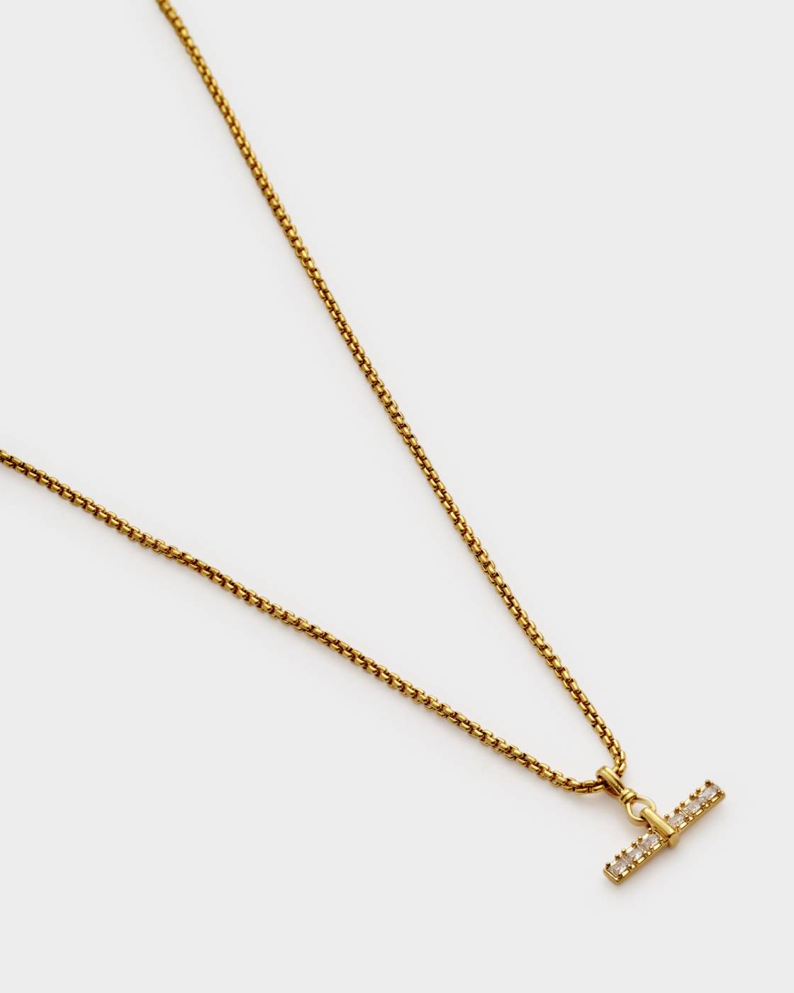 Lustre Waterproof Gold T-Bar Necklace