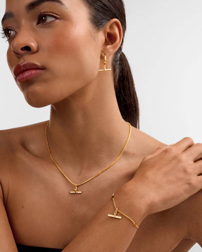 Lustre Waterproof Gold T-Bar Bracelet
