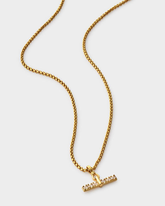 Lustre Waterproof Gold T-Bar Necklace