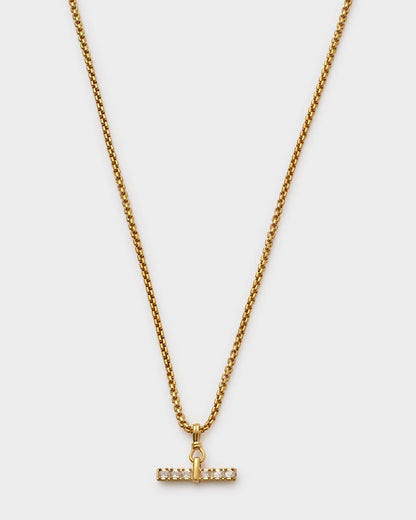 Lustre Waterproof Gold T-Bar Necklace