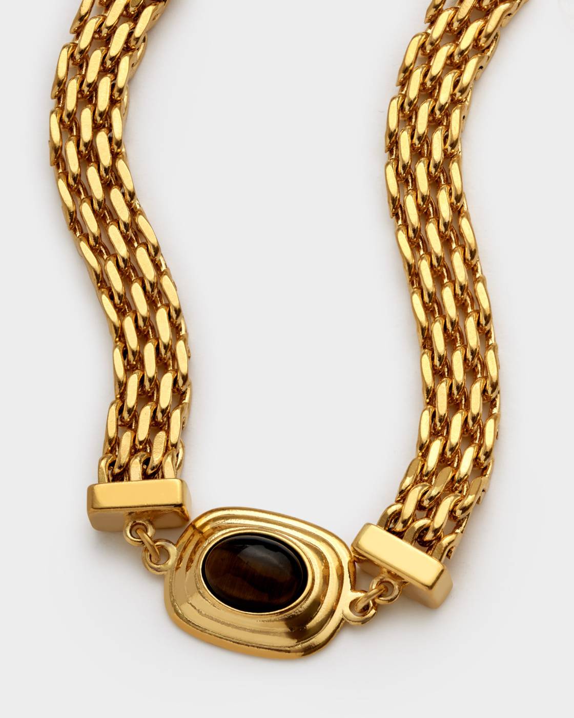 Tiger's Eye Waterproof Gold Button Bracelet