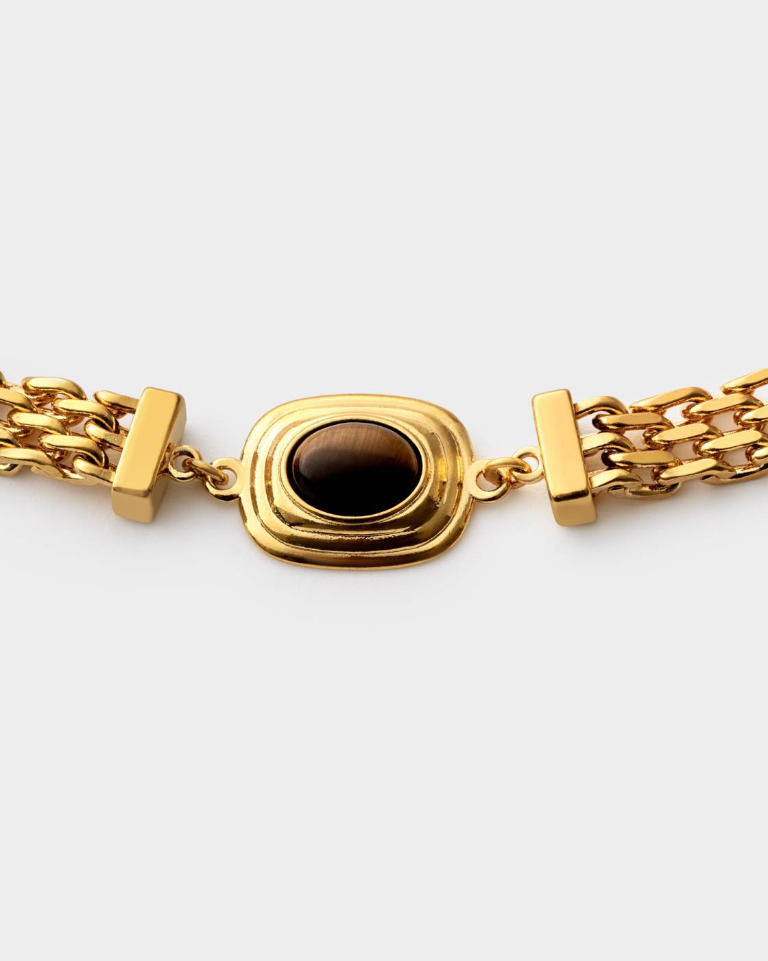 Tiger's Eye Waterproof Gold Button Bracelet