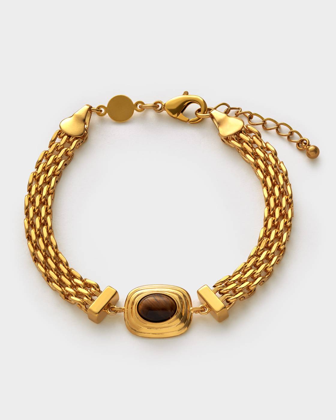 Tiger's Eye Waterproof Gold Button Bracelet