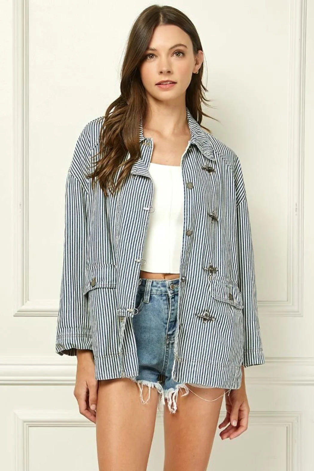 Striped Blazer Utility Jacket