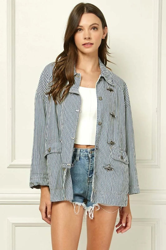 Striped Blazer Utility Jacket