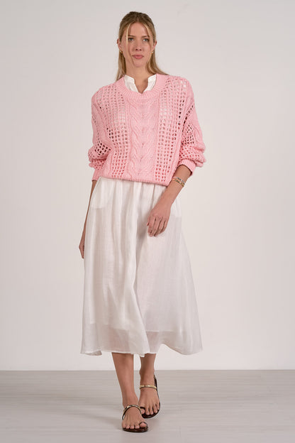 Open Knit Crewneck Sweater