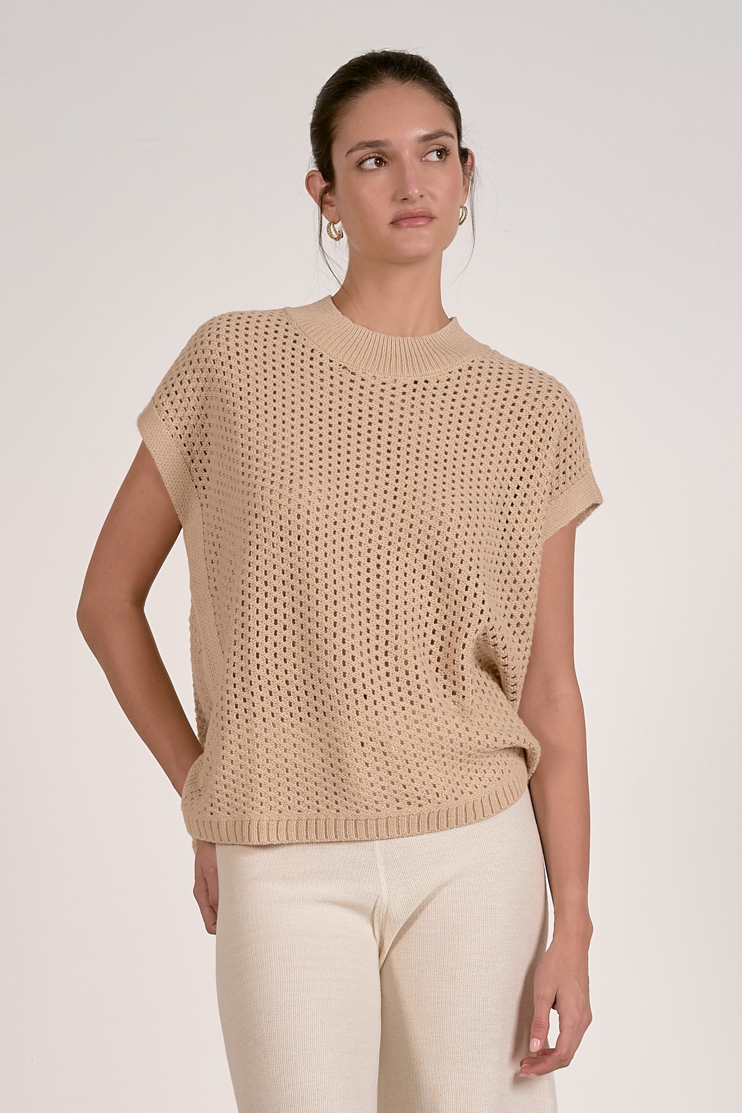 Open Knit Short Sleeve Sweater | 2 Colors Available