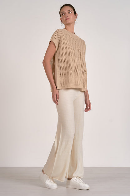 Open Knit Short Sleeve Sweater | 2 Colors Available
