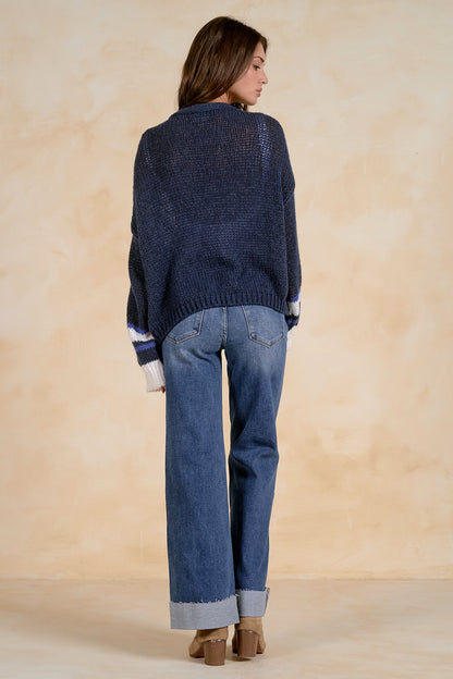 Loose Knit Cardigan Sweater