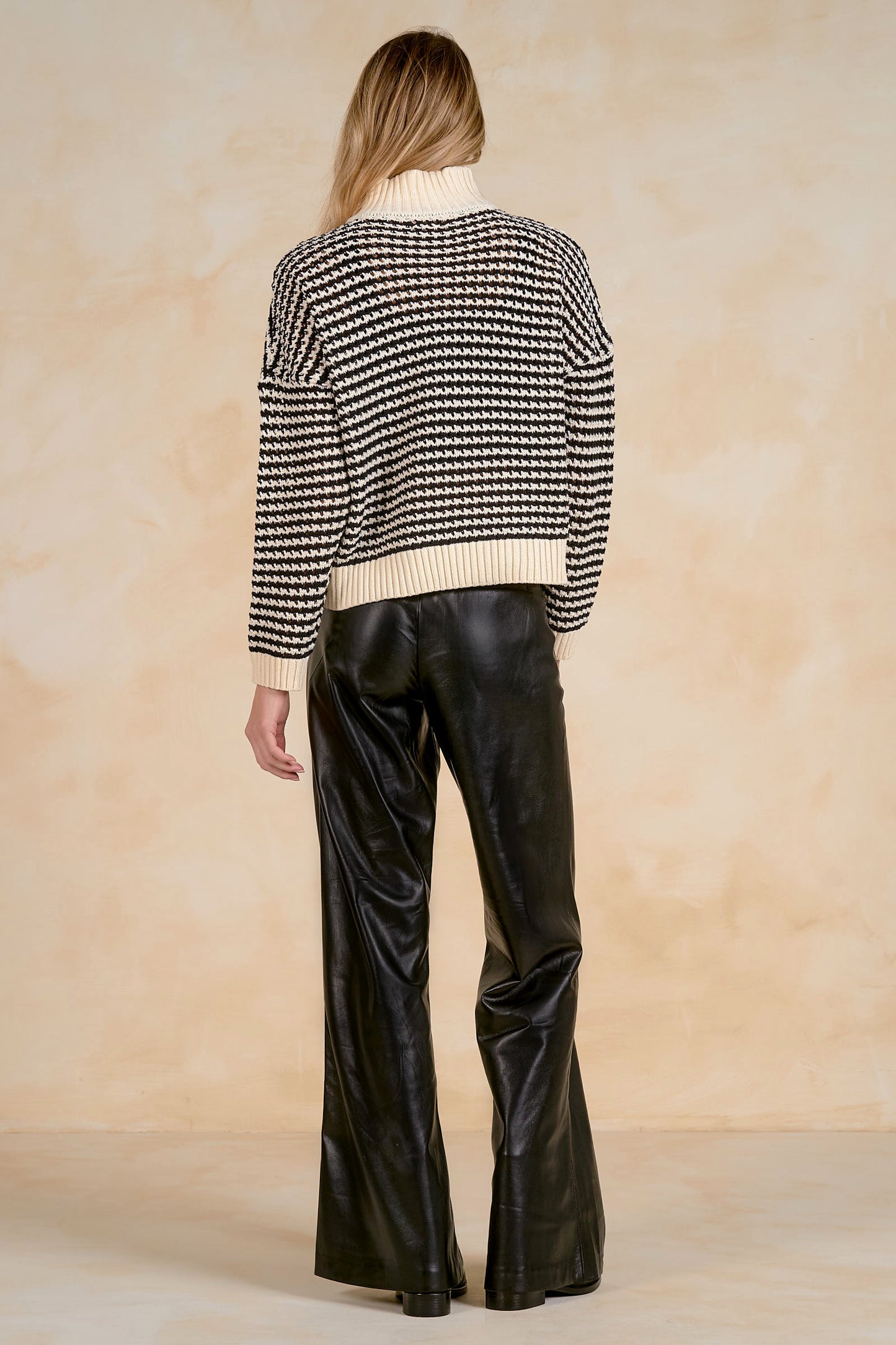 Quarter Zip Open Knit Sweater