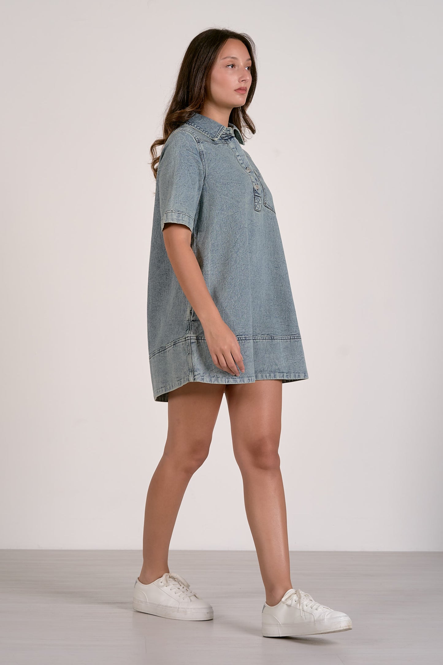 Denim Wash Collared Dress