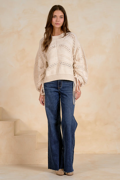 Open Knit Tie Sweater