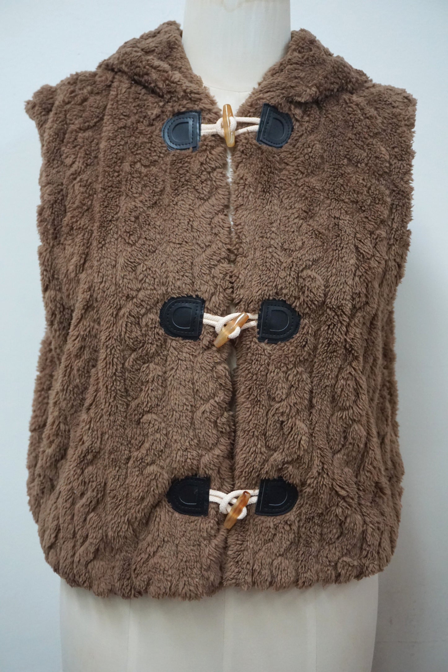 Hooded Front Toggle Closure Vest