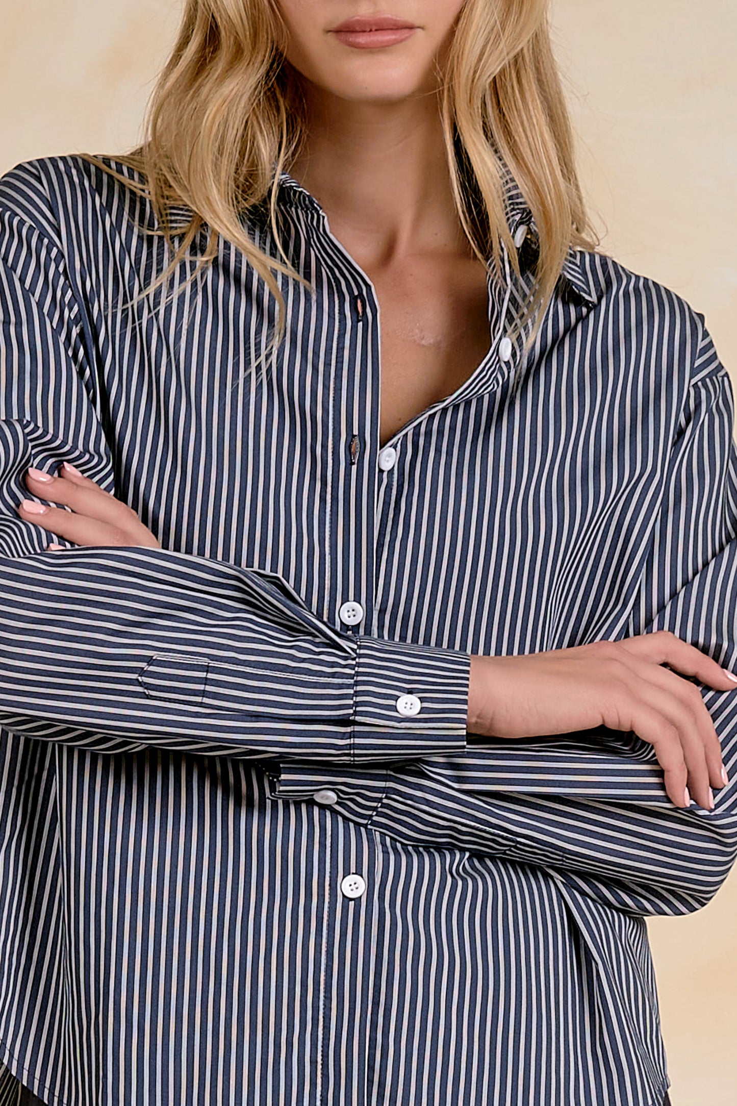 Long Sleeve Open Back Button-Up Shirt