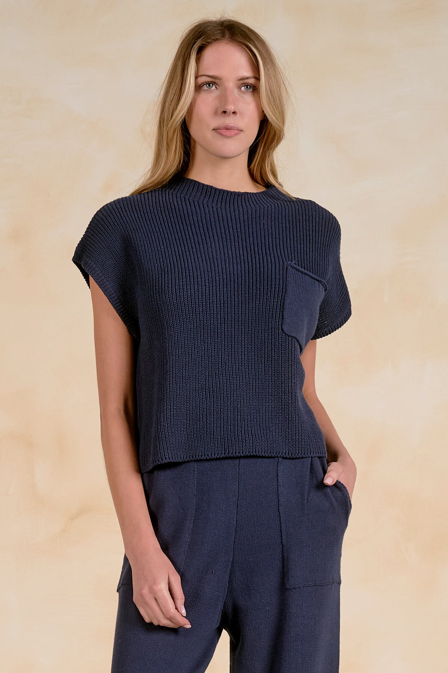 Cap Sleeve Crewneck Sweater